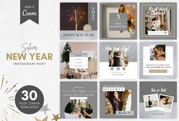 Ladystrategist 30 Silver New Year Instagram Post Canva Templates instagram canva templates social media templates etsy free canva templates