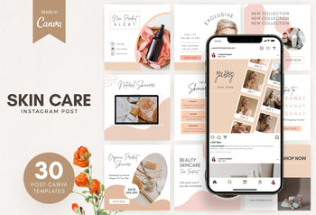 Ladystrategist 30 Skin Care Instagram Post Canva Templates instagram canva templates social media templates etsy free canva templates