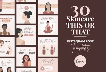 Ladystrategist 30 Skincare THIS OR THAT / Would you rather - Instagram Post Canva Templates instagram canva templates social media templates etsy free canva templates