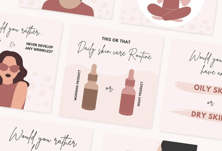 Ladystrategist 30 Skincare THIS OR THAT / Would you rather - Instagram Post Canva Templates instagram canva templates social media templates etsy free canva templates