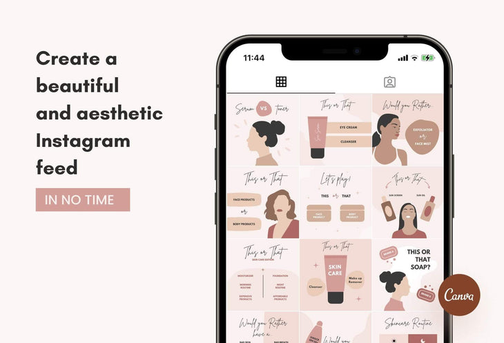 Ladystrategist 30 Skincare THIS OR THAT / Would you rather - Instagram Post Canva Templates instagram canva templates social media templates etsy free canva templates