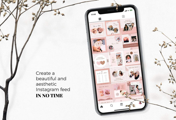 Ladystrategist 30 This or That Would you rather  Rose Gold Instagram Engagement Booster Post Canva Templates instagram canva templates social media templates etsy free canva templates