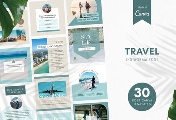 Ladystrategist 30 Travel Instagram Post Canva Templates instagram canva templates social media templates etsy free canva templates