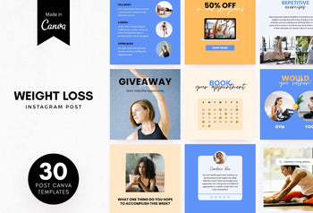 Ladystrategist 30 Weight Loss Instagram Post Canva Templates V2 instagram canva templates social media templates etsy free canva templates