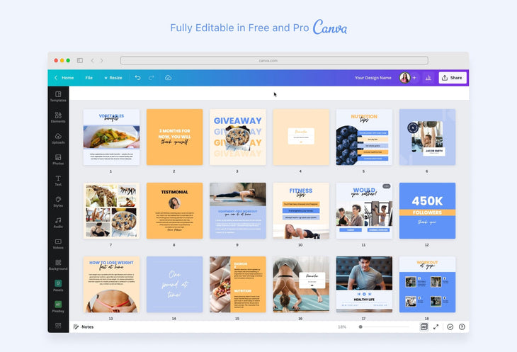 Ladystrategist 30 Weight Loss Instagram Post Canva Templates V2 instagram canva templates social media templates etsy free canva templates