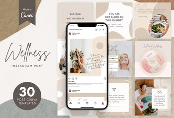 Ladystrategist 30 Wellness Instagram Post Canva Templates instagram canva templates social media templates etsy free canva templates