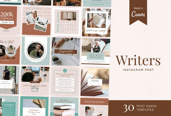 Ladystrategist 30 Writers Instagram Engagement Posts V2 instagram canva templates social media templates etsy free canva templates