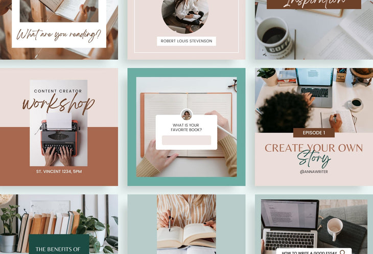 Ladystrategist 30 Writers Instagram Engagement Posts V2 instagram canva templates social media templates etsy free canva templates