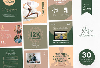 Ladystrategist 30 Yoga Instagram Post Editable Canva Templates instagram canva templates social media templates etsy free canva templates