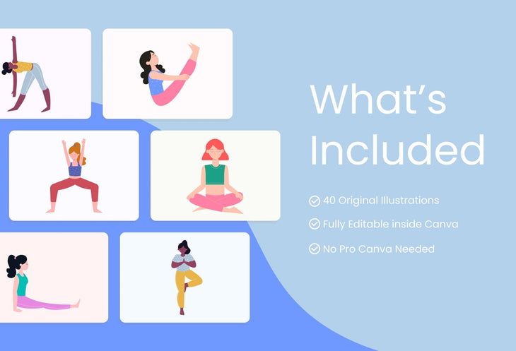 Ladystrategist 40 Unique Yoga Illustrations - Fully Editable in Canva instagram canva templates social media templates etsy free canva templates