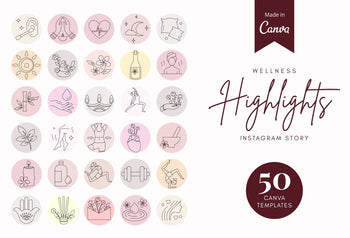 Ladystrategist 50 Wellness Instagram Story Highlight Covers Canva Templates instagram canva templates social media templates etsy free canva templates