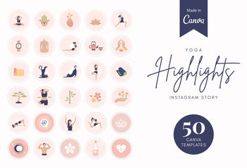 Ladystrategist 50 Yoga Instagram Story Highlight Covers Canva Templates instagram canva templates social media templates etsy free canva templates