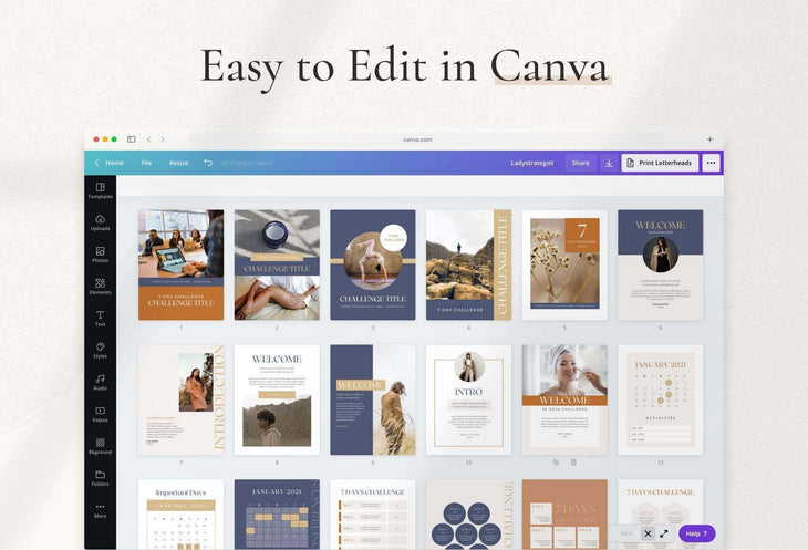 Ladystrategist 7-Day Challenge Lead Magnet Template instagram canva templates social media templates etsy free canva templates