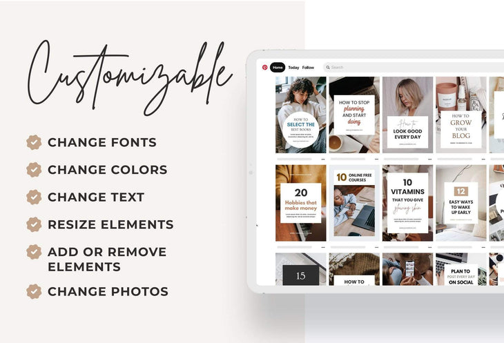 Ladystrategist 70 Minimalist Pinterest Templates for Canva instagram canva templates social media templates etsy free canva templates