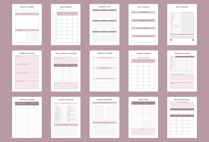 Ladystrategist ADHD Therapy Planner Canva Template A4 Size instagram canva templates social media templates etsy free canva templates