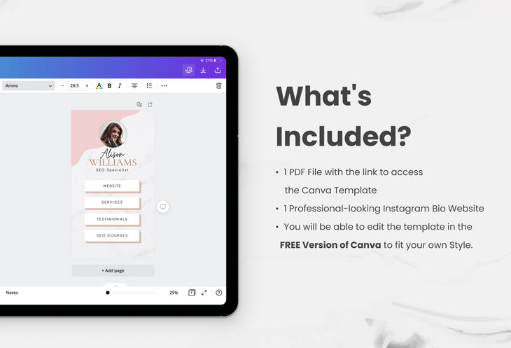 Ladystrategist Allison Instagram Link in Bio Canva Landing Page Website instagram canva templates social media templates etsy free canva templates