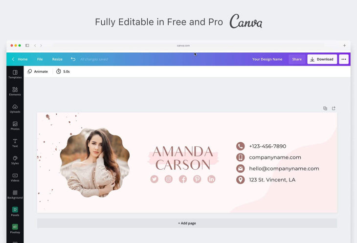 Ladystrategist Amanda Email Signature Template Editable Canva Template Rose Gold instagram canva templates social media templates etsy free canva templates