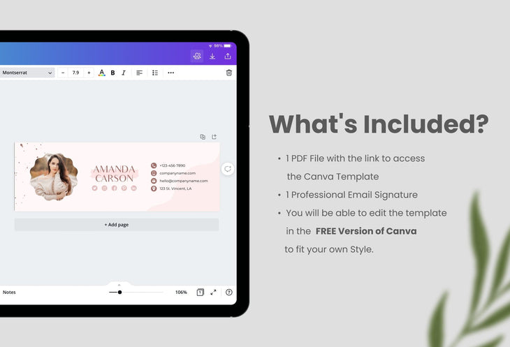 Ladystrategist Amanda Email Signature Template Editable Canva Template Rose Gold instagram canva templates social media templates etsy free canva templates