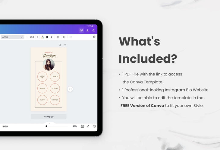 Ladystrategist Amelia Instagram Link in Bio Canva Landing Page Website instagram canva templates social media templates etsy free canva templates