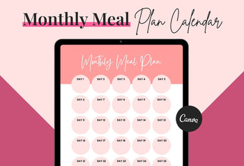 Ladystrategist American Pink Monthly Meal Plan Calendar Printable and Editable Canva Template instagram canva templates social media templates etsy free canva templates