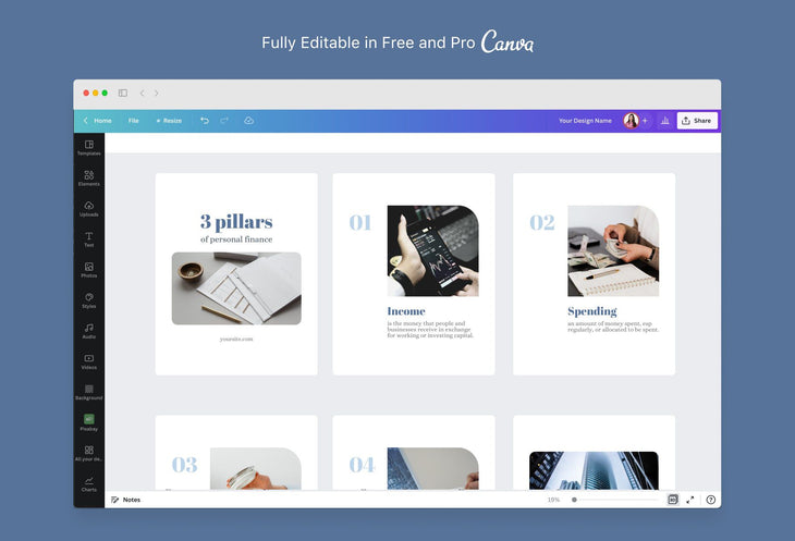 Ladystrategist Aubrey Financial 6-Page Carousel Canva Template instagram canva templates social media templates etsy free canva templates