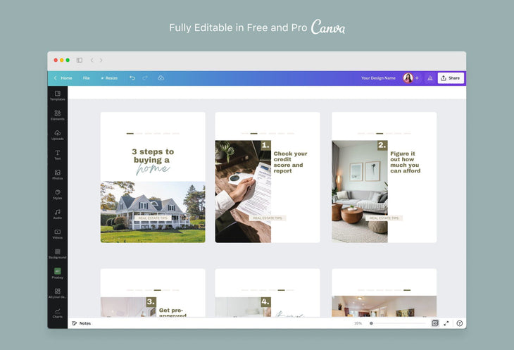 Ladystrategist Aurora Real Estate 6-Page Carousel Canva Template instagram canva templates social media templates etsy free canva templates