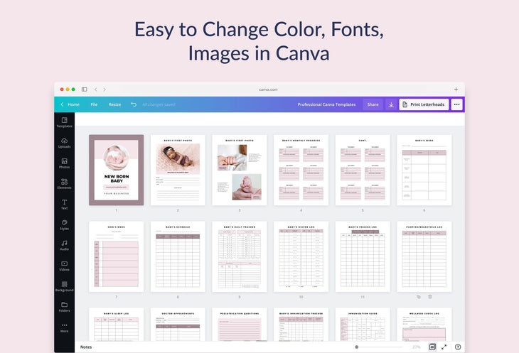 Ladystrategist Baby Planner Canva Template instagram canva templates social media templates etsy free canva templates