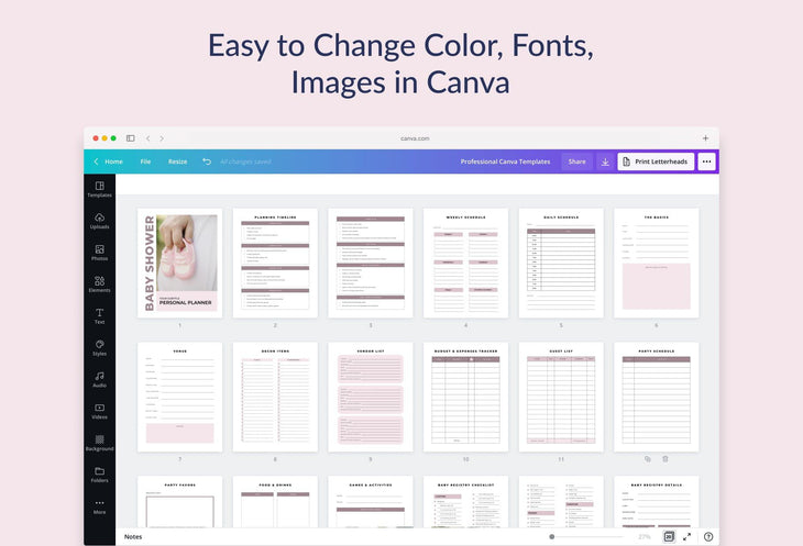 Ladystrategist Baby Shower Planner Canva Template instagram canva templates social media templates etsy free canva templates