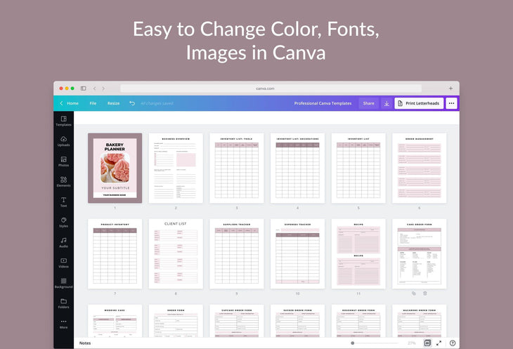 Ladystrategist Bakery Planner Canva Template instagram canva templates social media templates etsy free canva templates