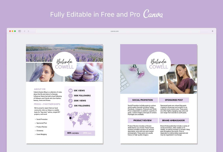Ladystrategist Belinda Cowell Media Kit Canva Template for Influencers Rose Gold instagram canva templates social media templates etsy free canva templates