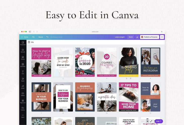 Ladystrategist Blog Pinterest Template instagram canva templates social media templates etsy free canva templates