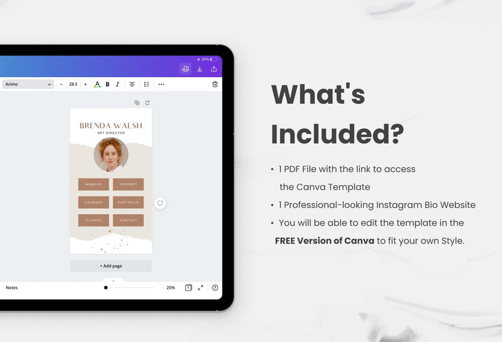 Ladystrategist Brenda Instagram Link in Bio Canva Landing Page Website instagram canva templates social media templates etsy free canva templates