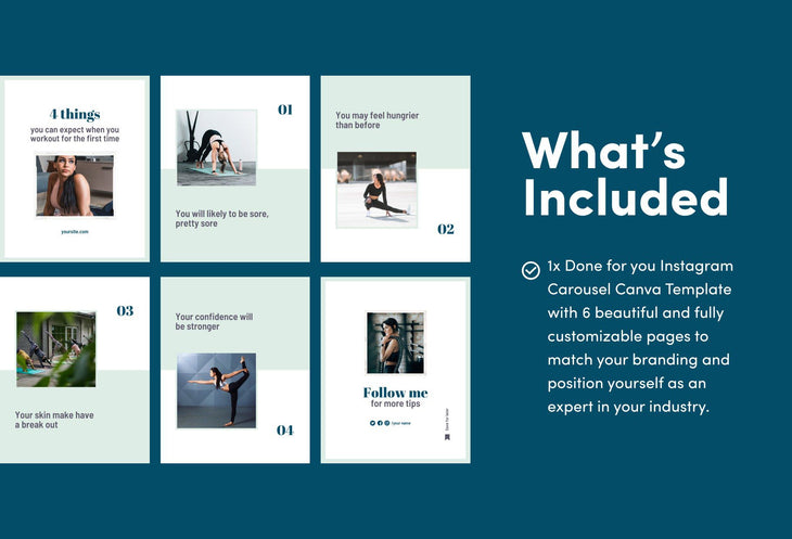 Ladystrategist Brielle Fitness 6-Page Carousel Canva Template instagram canva templates social media templates etsy free canva templates