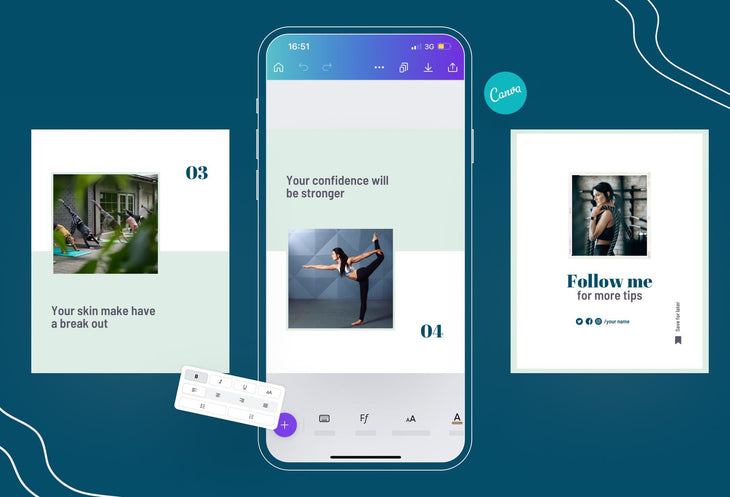 Ladystrategist Brielle Fitness 6-Page Carousel Canva Template instagram canva templates social media templates etsy free canva templates