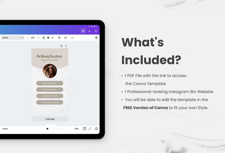Ladystrategist Britney Instagram Link in Bio Canva Landing Page Website instagram canva templates social media templates etsy free canva templates