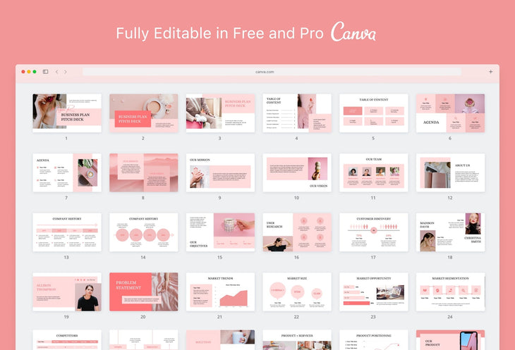 Ladystrategist Business Plan Presentation Blush Collection Fully Editable Canva Template instagram canva templates social media templates etsy free canva templates