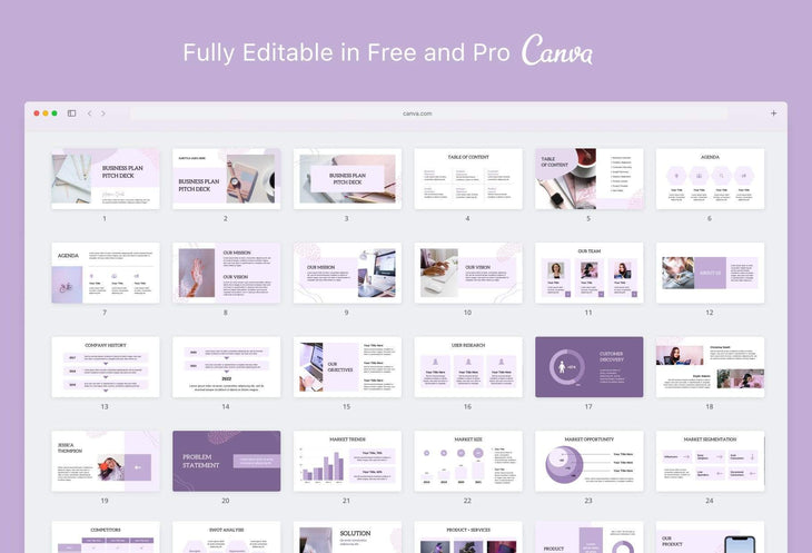 Ladystrategist Business Plan Presentation Lavanda Collection Fully Editable Canva Template instagram canva templates social media templates etsy free canva templates