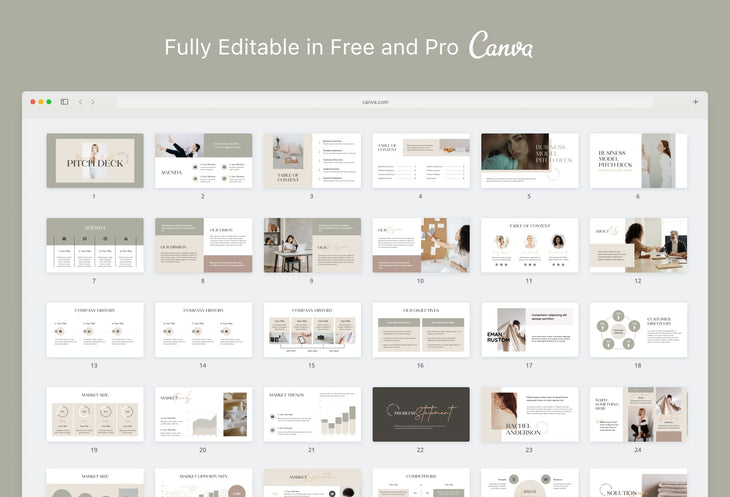 Ladystrategist Business Plan Presentation Neutral Collection Fully Editable Canva Template instagram canva templates social media templates etsy free canva templates