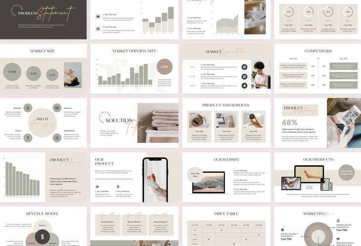 Ladystrategist Business Plan Presentation Neutral Collection Fully Editable Canva Template instagram canva templates social media templates etsy free canva templates