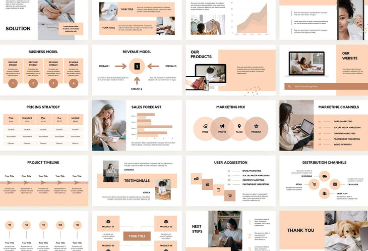 Ladystrategist Business Plan Presentation Peach Collection Fully Editable Canva Template instagram canva templates social media templates etsy free canva templates