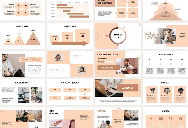 Ladystrategist Business Plan Presentation Peach Collection Fully Editable Canva Template instagram canva templates social media templates etsy free canva templates