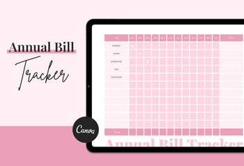 Ladystrategist Cameo Pink Annual Bill Tracker Printable and Editable Canva Template instagram canva templates social media templates etsy free canva templates