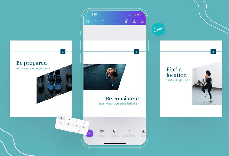 Ladystrategist Camila Fitness 6-Page Carousel Canva Template instagram canva templates social media templates etsy free canva templates