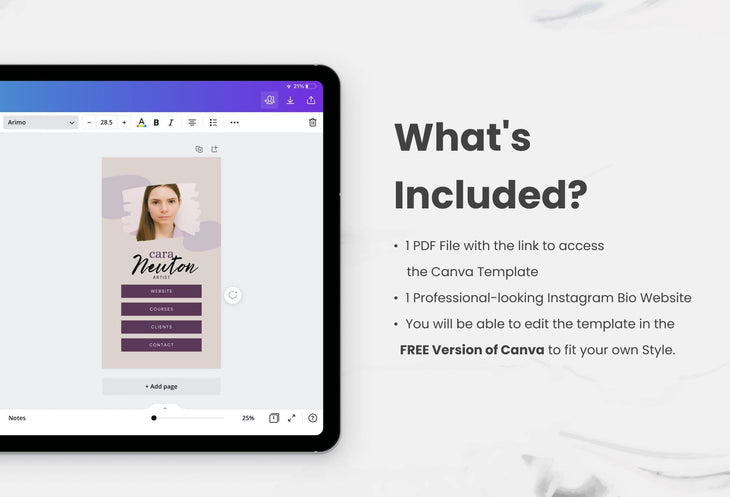Ladystrategist Cara Instagram Link in Bio Canva Landing Page Website instagram canva templates social media templates etsy free canva templates