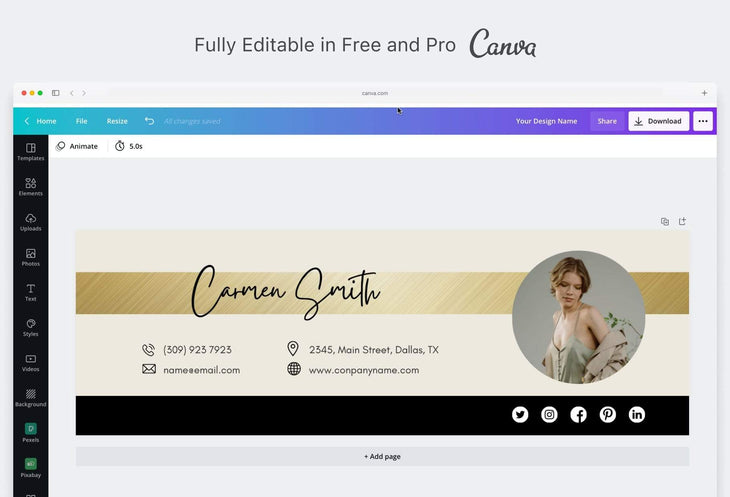 Ladystrategist Carmen Email Signature Template Editable Canva Template Rose Gold instagram canva templates social media templates etsy free canva templates