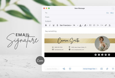 Ladystrategist Carmen Email Signature Template Editable Canva Template Rose Gold instagram canva templates social media templates etsy free canva templates