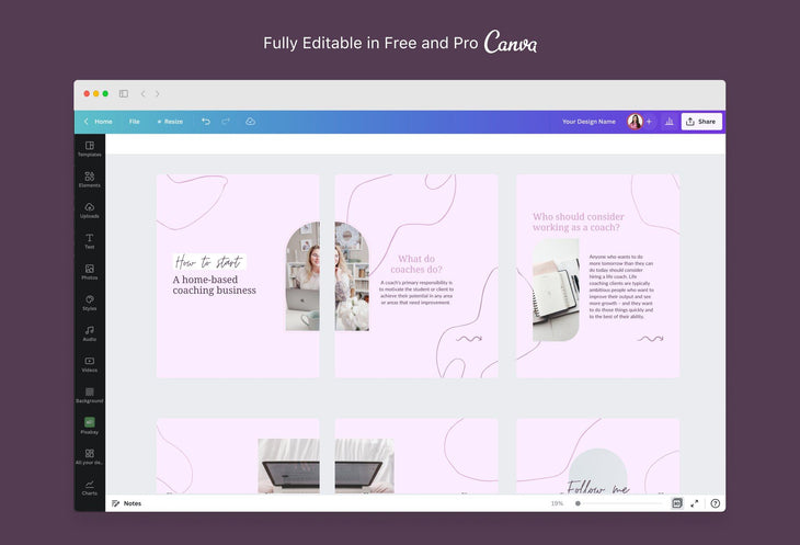 Ladystrategist Charlotte Coaching 6-Page Carousel Canva Template instagram canva templates social media templates etsy free canva templates