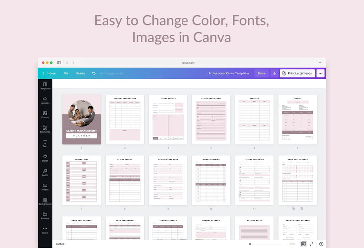 Ladystrategist Client Management Planner Canva Template instagram canva templates social media templates etsy free canva templates