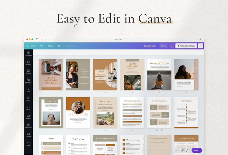 Ladystrategist Client Welcome Packet Canva Template instagram canva templates social media templates etsy free canva templates