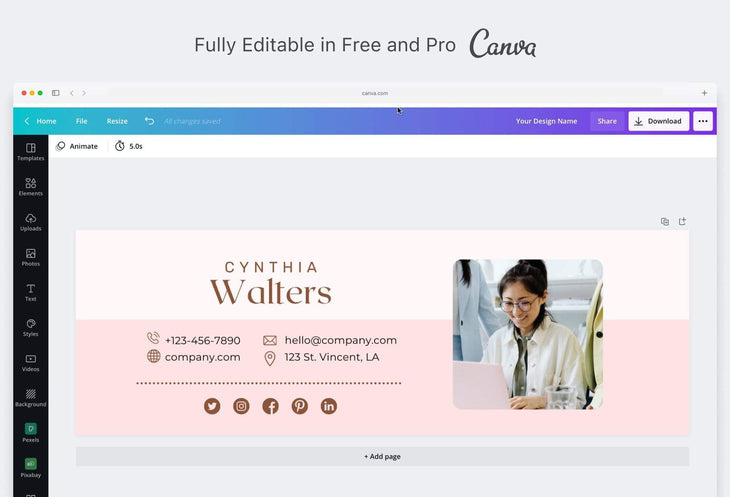 Ladystrategist Cynthia Email Signature Template Editable Canva Template Rose Gold instagram canva templates social media templates etsy free canva templates